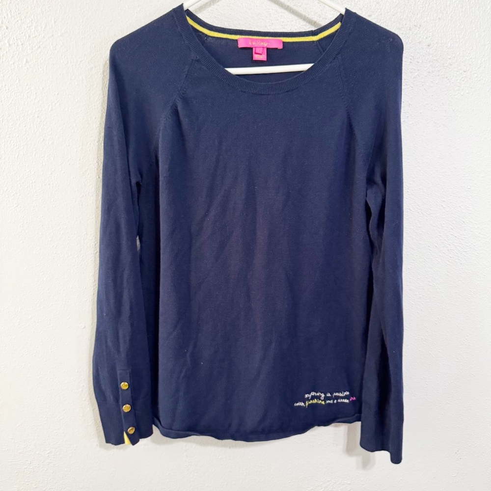 Lilly Pulitzer Navy Blue Dinah Crew Neck Sweater large